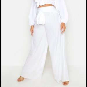 Plus size woven tie belt detail wide leg trouser never worn
